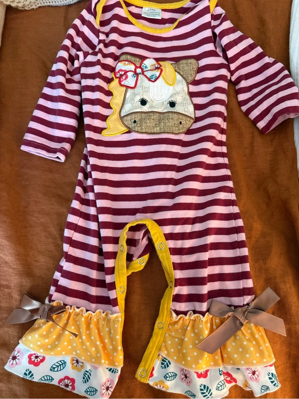 Baby girl boho western ruffle romper